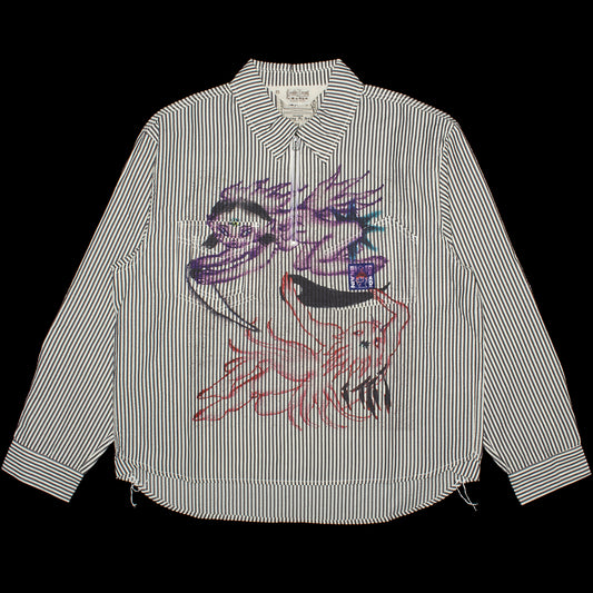 Brain Dead - Angel Striped Half-Zip Work Shirt
Color : Natural