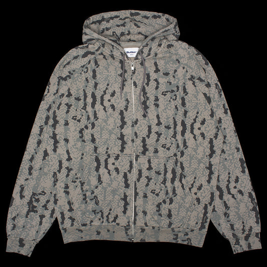 Butter Goods - Lowland Camo Zip-Thru Hoodie
Color : Washed Black