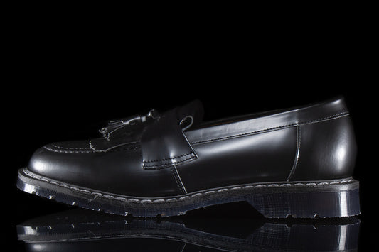 Solovair | Hi-Shine Tassel Loafer Style # S0-1022-BK-G-050 Color : Black