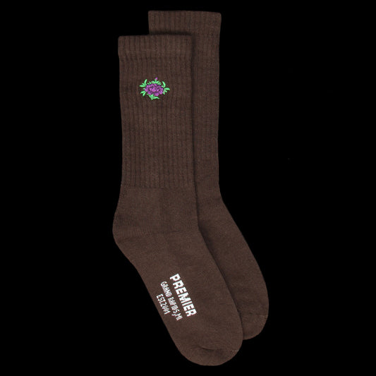 Floral Crew Sock Chocolate