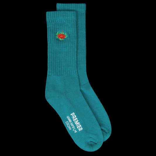 Floral Crew Sock Teal