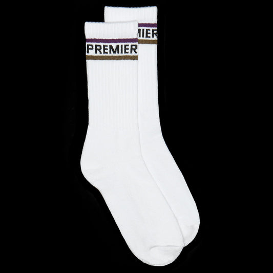 Premier Striped Crew Sock White