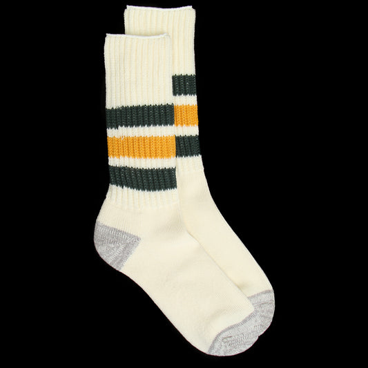 Rototo - Coarse Ribbed Sock
Style # R1255
Color : Dark Green / Yellow