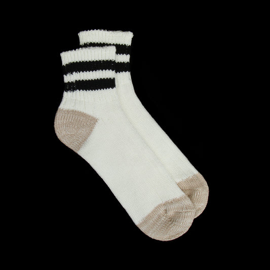 Rototo - Old School Ribbed Ankle Sock
Style # R1404
Color : White / Black