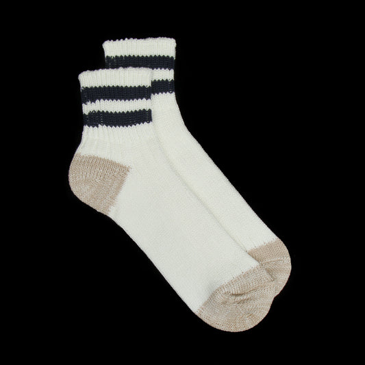 Rototo - Old School Ribbed Ankle Sock
Style # R1404
Color : White / Navy